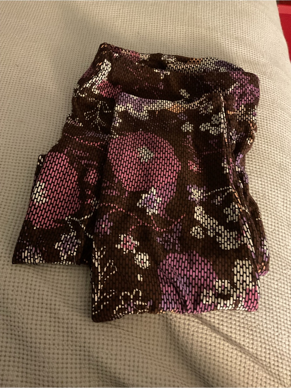 LuLaRoe Brown Pantswith Pink & Cream Floral Print